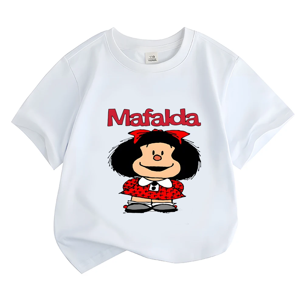 Cute Mafalda Print Kids T-Shirts Cartoon Baby Girls Clothes Boys Summer Short Sleeve T Shirt Children Tops Popular Characters