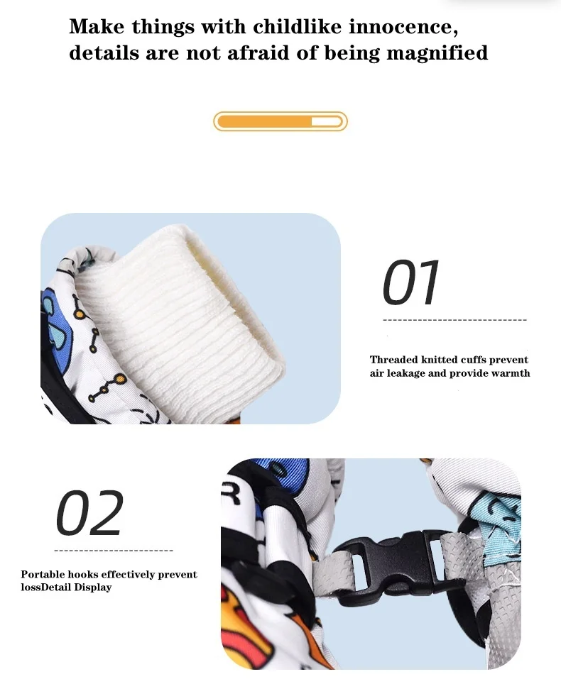 Children's skiing cartoon warm gloves with fleece, cold and waterproof, winter children's cycling gloves, all finger_voghion.com