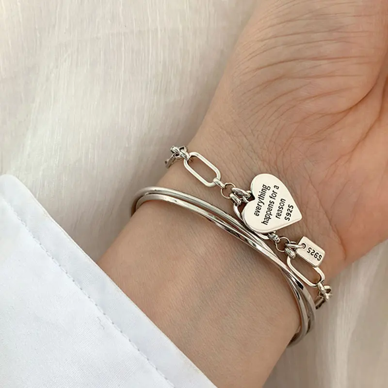 

Женский браслет из серебра 925 пробы, браслет с сердцем и надписью «Love»
