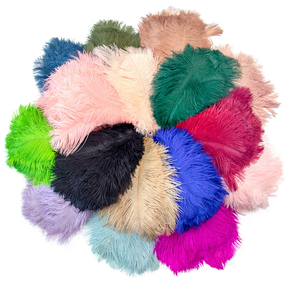 Lot De 12 Grandes Plumes D'autruche Beiges De 35,6 à 40,6 Cm Pour
