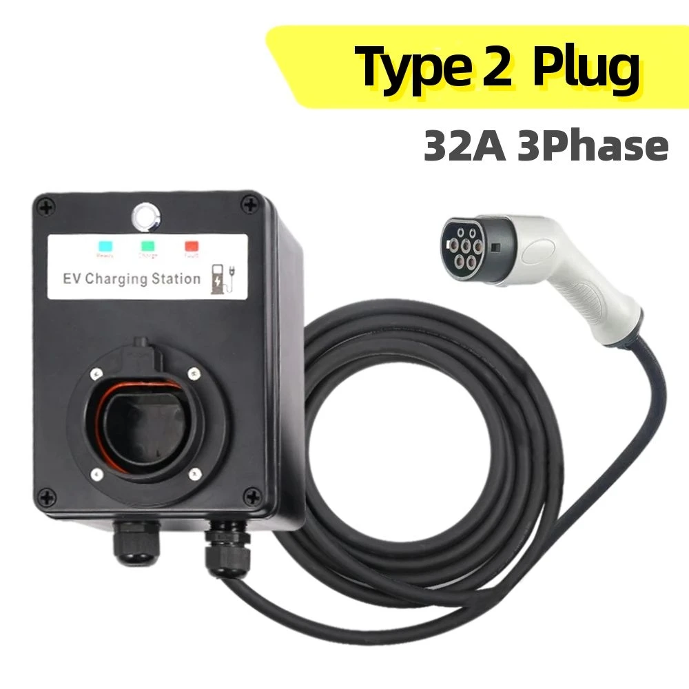 

3-фазная зарядная станция для электромобиля, тип 2, портативное зарядное устройство для электромобилей, тип 2, кабель Wallbox для автомобильного зарядного устройства EVSE с кабелем 5 м