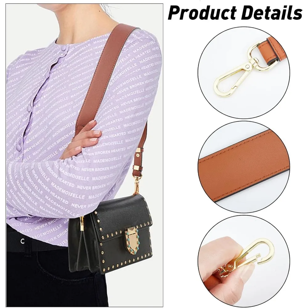 Wide Purse Shoulder Strap Replacement, 31.5 Inch PU Leather Handbag Strap Clutch Bag Handles Shoulder Bag with Alloy