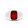 BEIER 2024 New Style Stainless Steel Wedding Engagement Black Onyx Stone Ring  Red Black Zircon Simple Fashion Jewelry