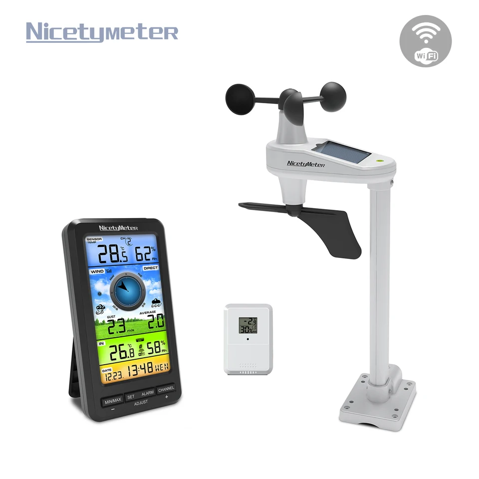 Nicetymeter Wireless Weather Station - 10Large Display Indoor Outdoor –