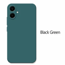 Premium Liquid Silicone Matte Phone Case - Plain Color - Samsung A06 5G (Black Green)
