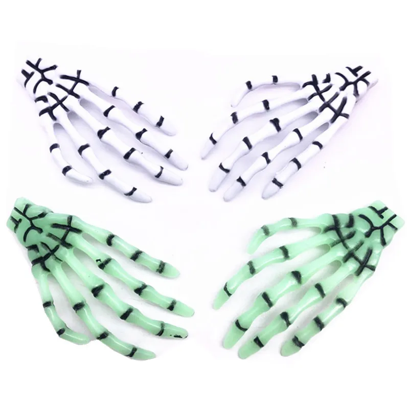 

Scary Halloween Props Luminous Human Model Skull Hand Mini Fingers Decoration Movable Glow Fake Skull Trick Funny Toy Gift