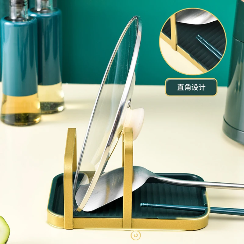 Kitchen Tool Spoon Rest Pot Lid Holder Removable Rack Shelf Stand Utensil Non-slip Organizer Storage