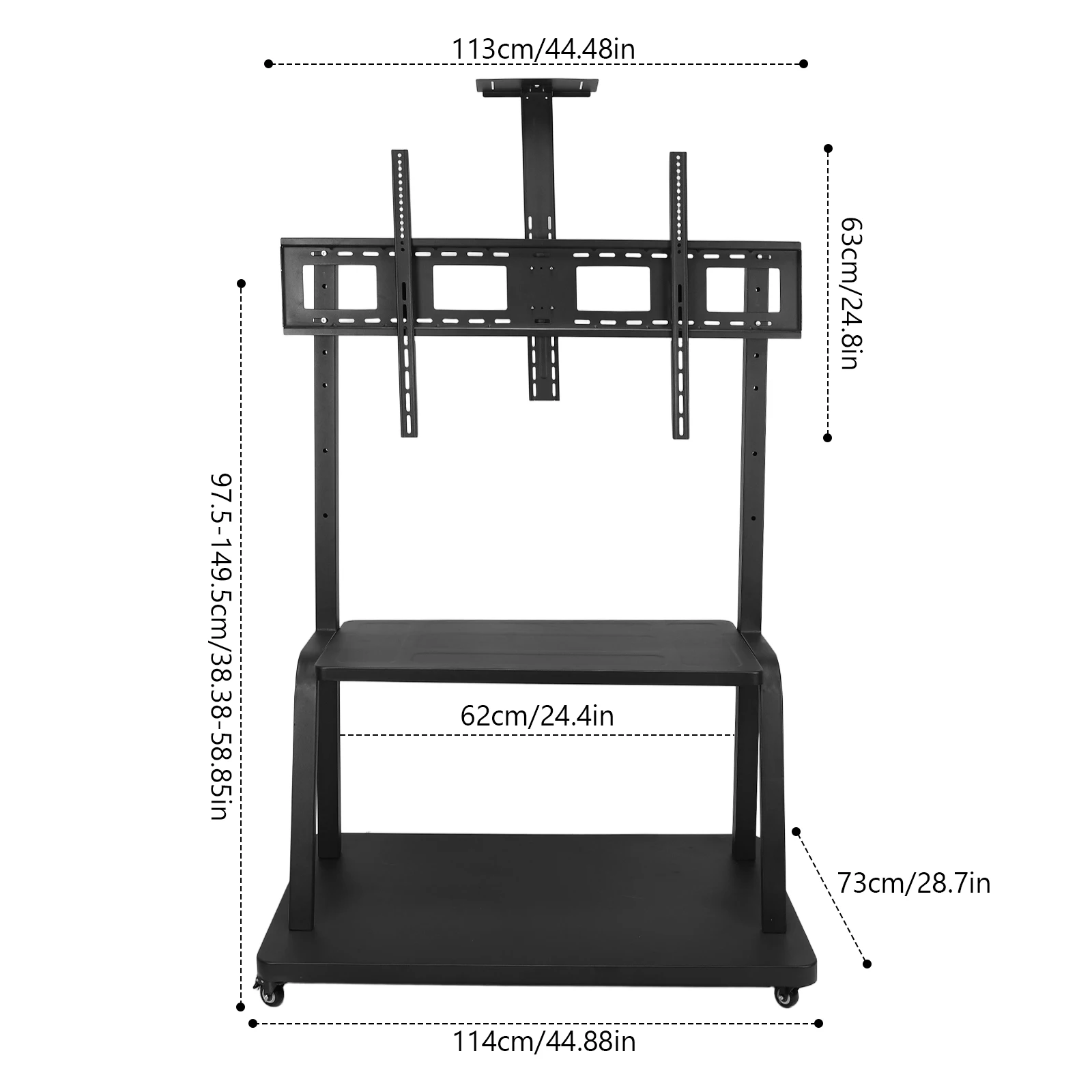 Mobile TV Stand with Wheels & Shelf Rolling TV Bracket Max Load Up To 660-Pound Heavy-Duty TV Cart for Home Office School Use