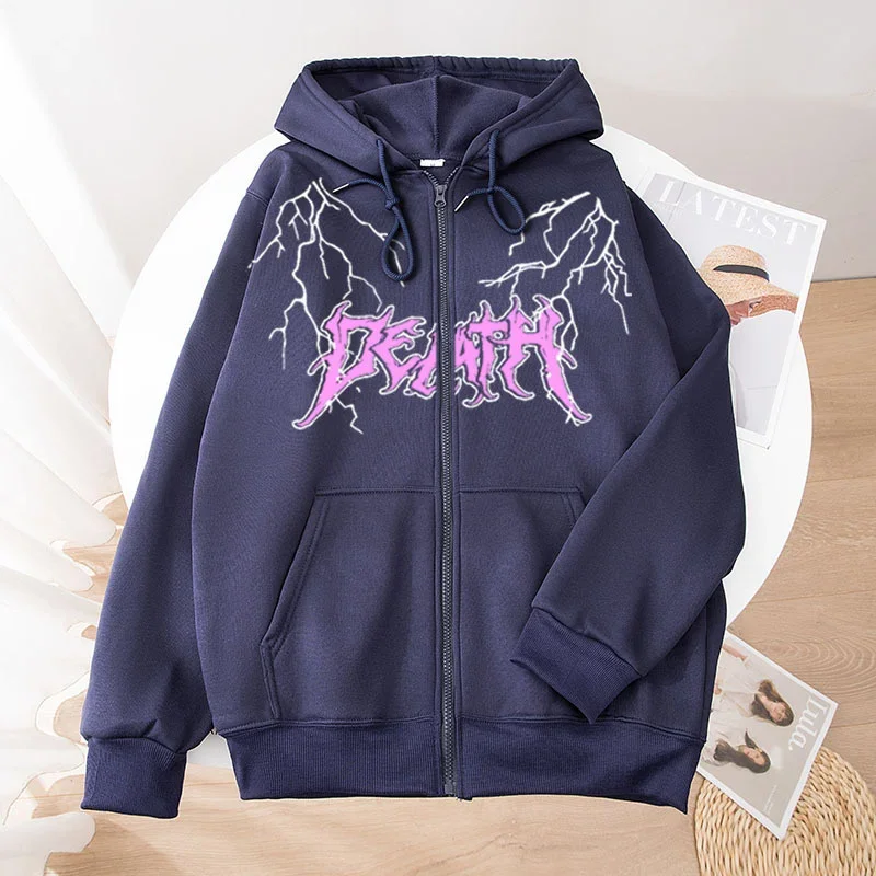 2024 New Womens Zipper Cardigan Hooded Sweatshirt Printing Outfits Fashion Casual Jogging Top Clothing Lady Versatile Sport Coat 6