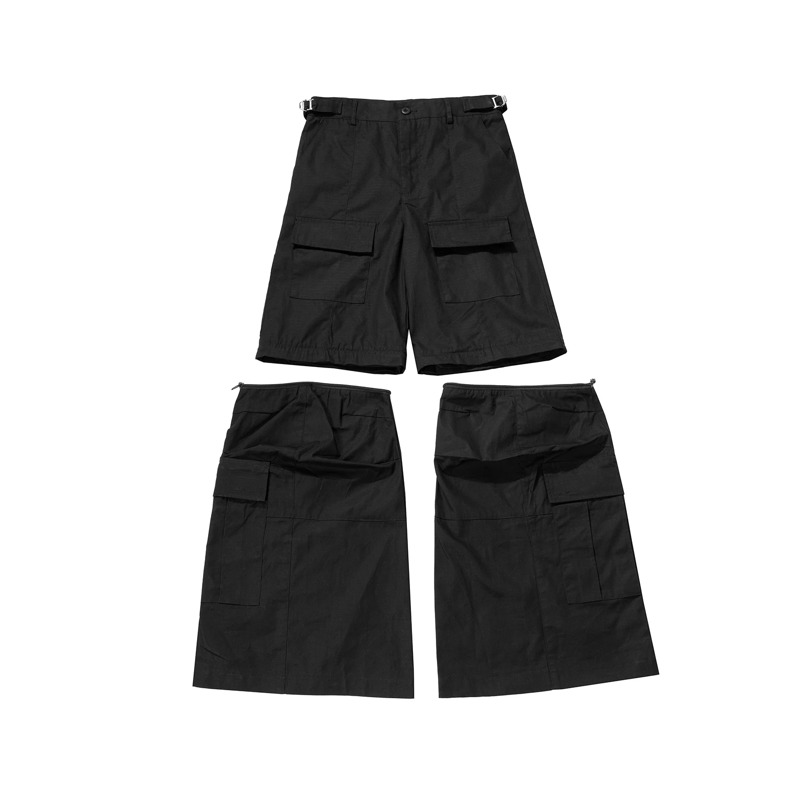Men Casual Pants Y2k High Street Flared Cargo Multi Pocket Detachable Workwear Pants for Men and Women Solid Ropa Hombre Overalls Oversized