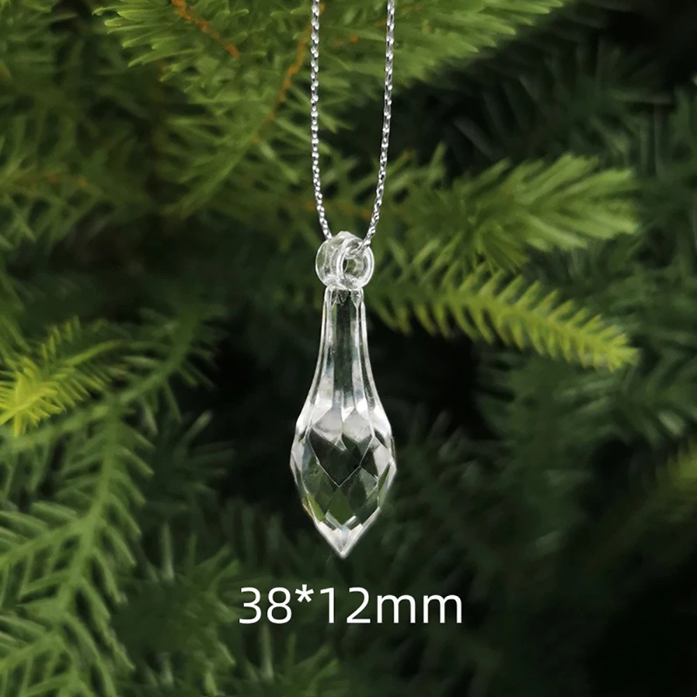Camal 100Pcs Acrylic Crystal Prisms Bead Drops Pendant Wedding Party Home Christmas Decor Chandelier Light Accessories Free Ring