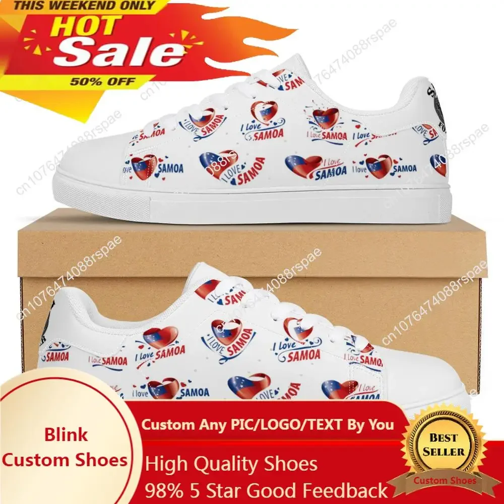 Love Samoa White Flat Sneaker America Polynesian Tribal Samoan Print Custom Man Comfort Walking Sport Shoes Women Running Shoes