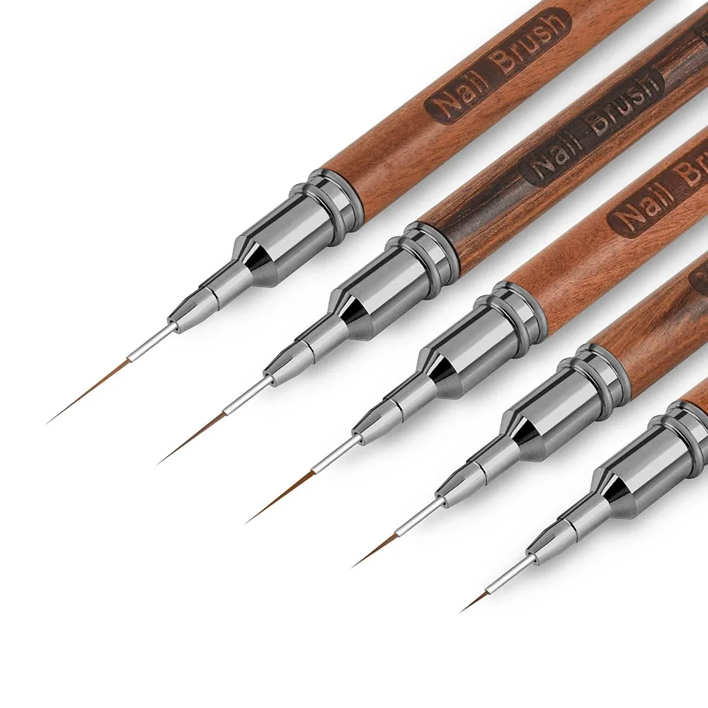 Nail Art Brushes Wood Nail Art Liner Brushes 4/8/12/20/25mm Painting Art Design Brush Super Thin Details Nail Pen Drawing Lines 4