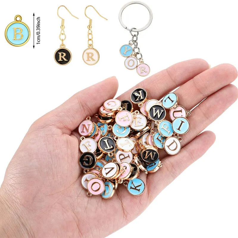 Alloy Keychain Charms Bulk For Jewelry Making Pendant Designer For Bracelet  Initial 26 Pieces Diy Letter