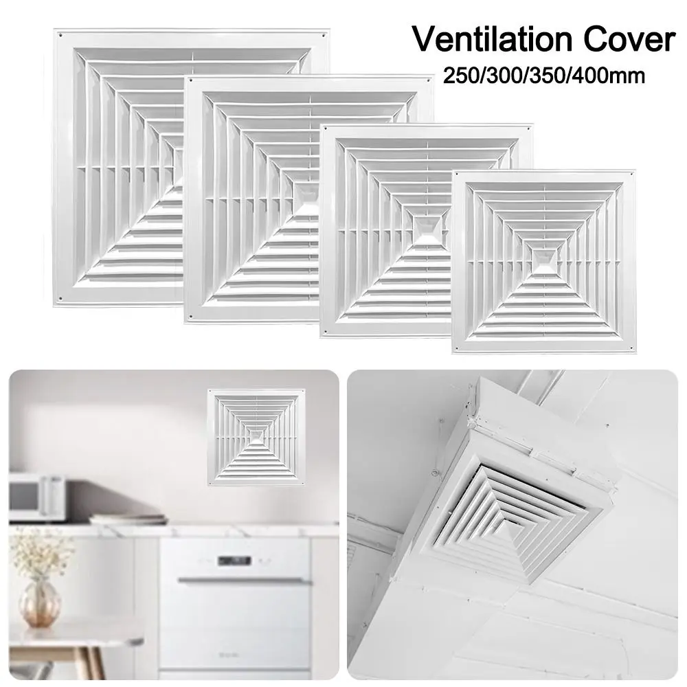New Plastic Air Vent Grille With Flaps Square Duct Heating Vents Silent Operation White Exhaust Fan Cover Ceiling Mount