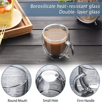 250ml Double Walled Glass Coffee Mugs Insulated Borosilicate Glass Coffee Cups with Handle for Cappuccino, Latte, Tea, Hot/Cold 3