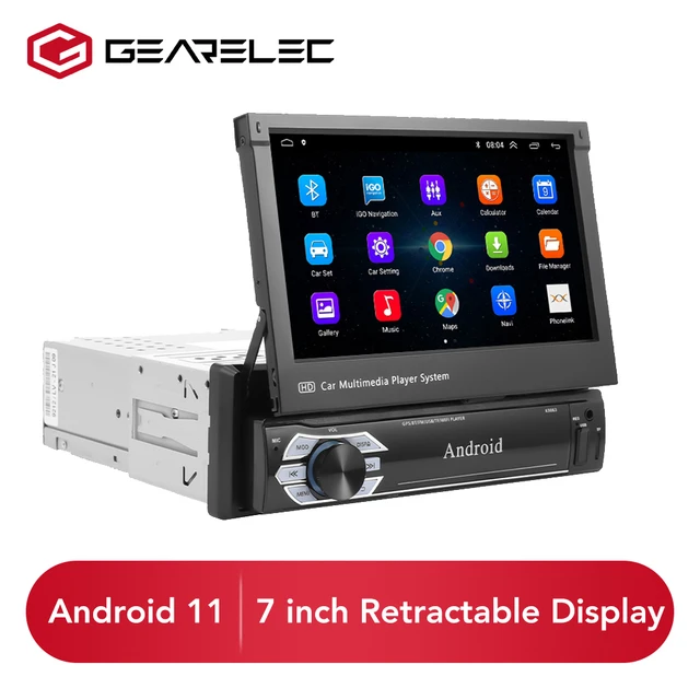 Radio con pantalla plegable para coche, reproductor Multimedia con Android  11, 1DIN, pantalla retráctil de 7