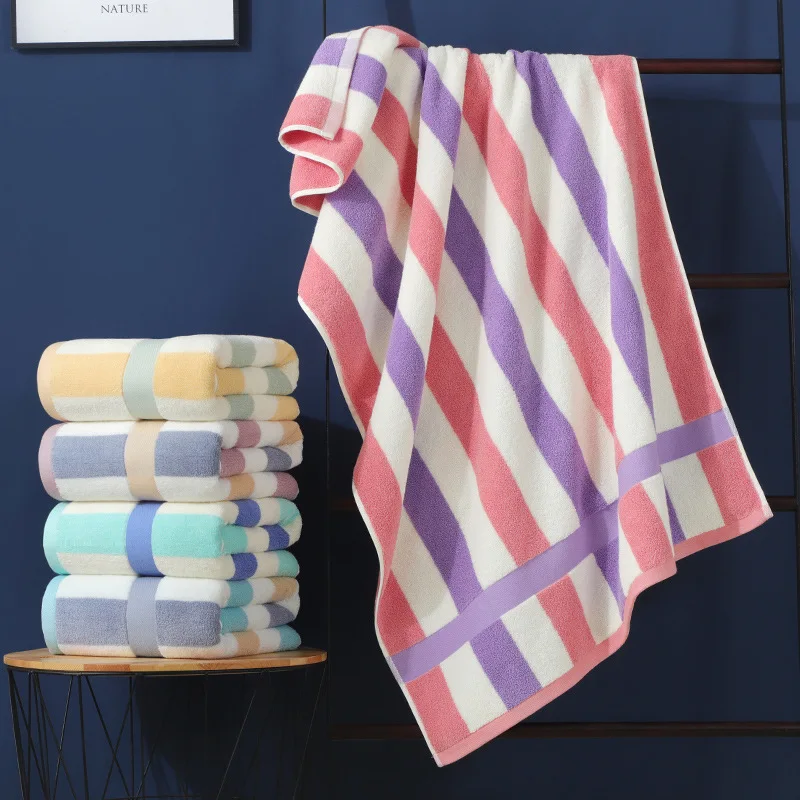 

Large Soft Turkish Beach Towel Absorbent Pure Cotton Color Striped Bath Hand Towels Bathroom Not Easy To Shed
