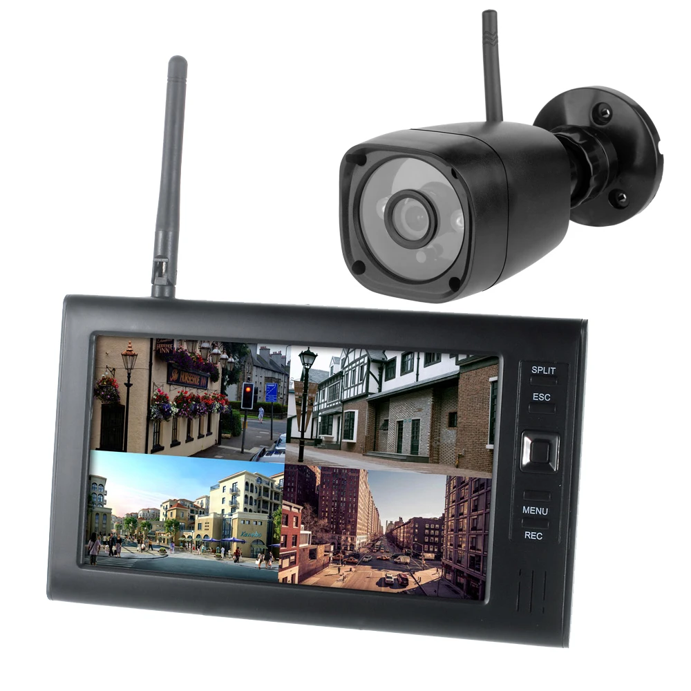 Kit Caméra de Surveillance Sans Fil avec Enregistrement + Moniteur