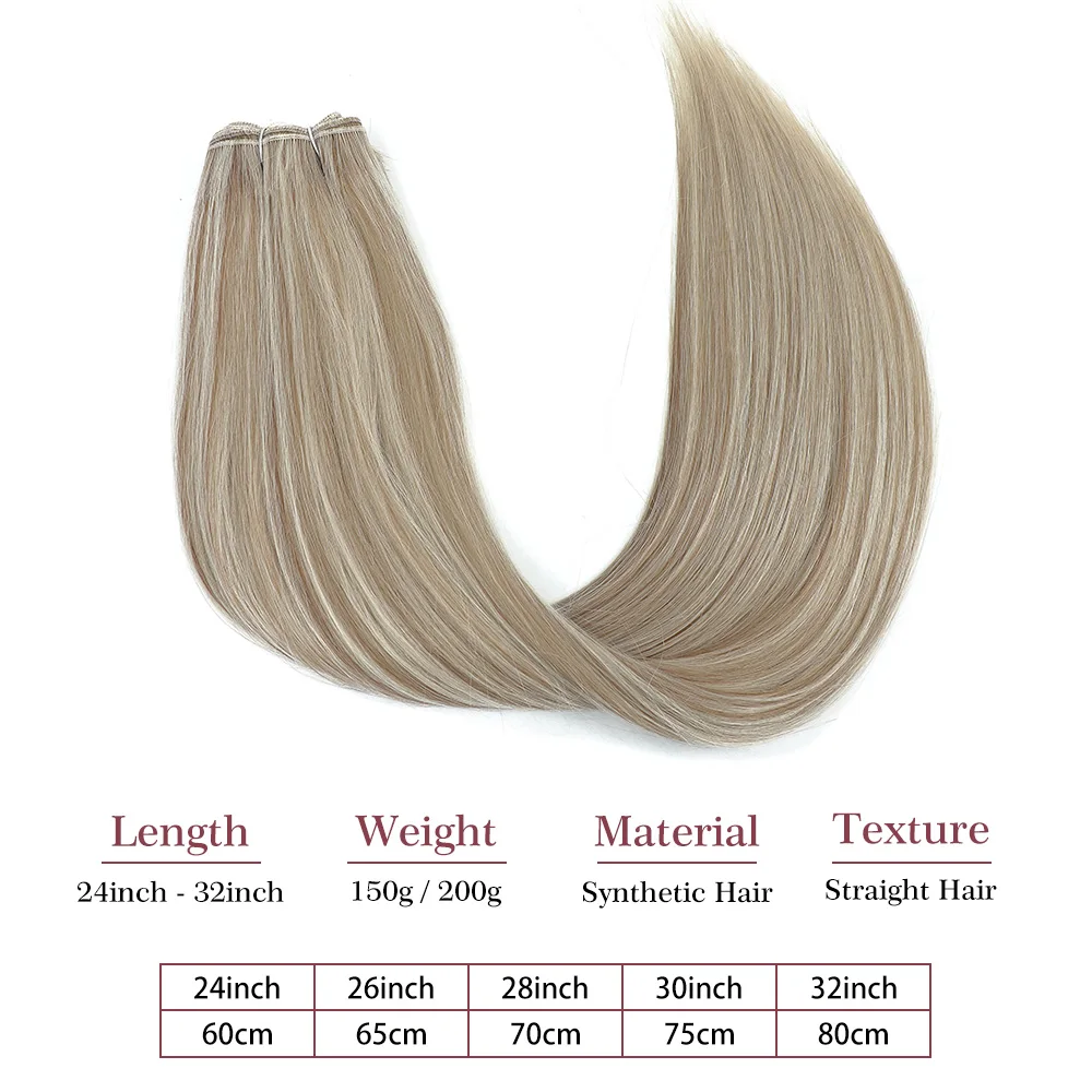 Piano Blonde Straight Hair Bundles 30 inch 200g Natural Synthetic Weave #613 Brown M888 Steel Ombre Blonde Soft Hair Weaving 2