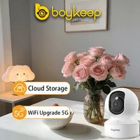 Caméra de sécurité intelligente BoyKeep 2K WiFi double bande 5G/2.4GHz, caméra de surveillance intérieure, 360° °   PTZ, vision nocturne infrarouge, audio bidirectionnel 2