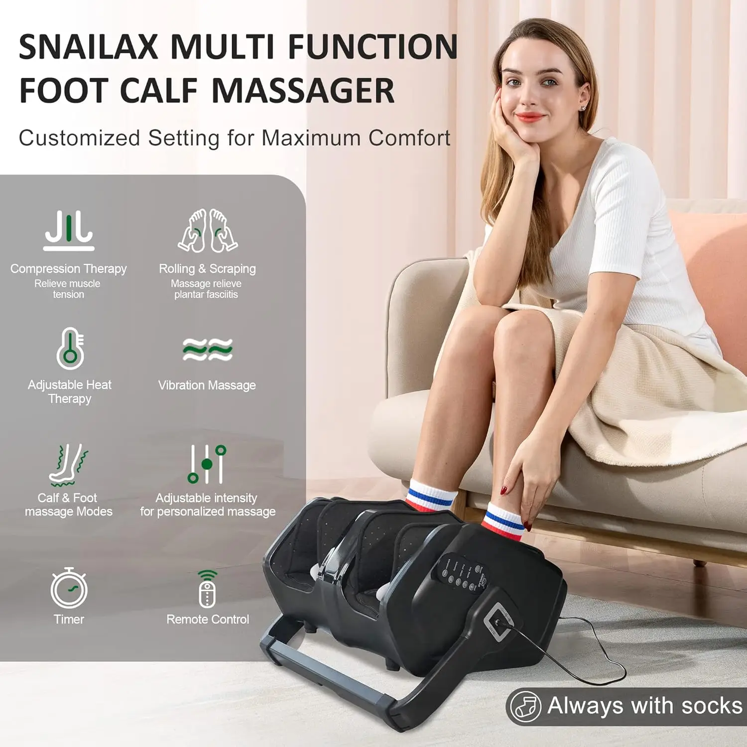 Foot Calf  with Heat, Compression,Kneading, Rolling Vibration, Foot  Machine, Foot Heater, Remote Contro 2
