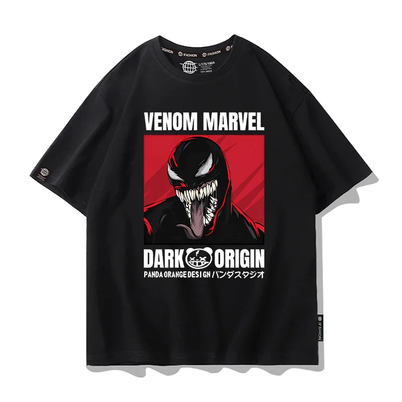 

2024 new Marvel Venom Spider-Man co-branded T-shirt y2k men's short sleeve trend anime surrounding summer cotton loose clothes
