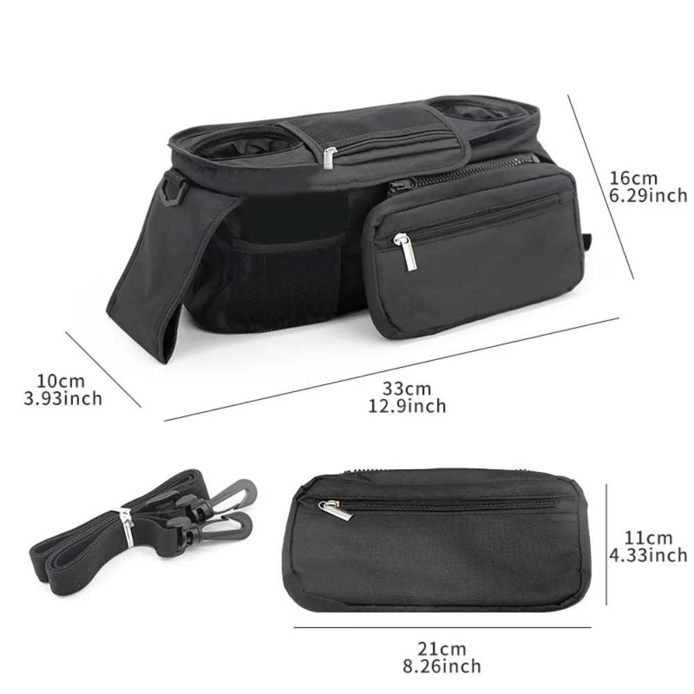 Oxford Fabric Black Baby Stroller Hanging Bag with Multi Pockets