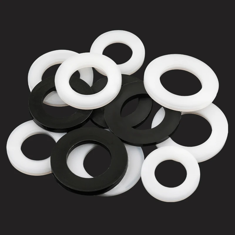 Plastic Nylon Flat Washer Plane Spacer rubber washers stainless steel washer sealing gasket adjusting shim gasket battery insulation gasket M2 M2.5 M3 M4 M5 M6 M8 M10 M12~ M24 Insulation Gasket Ring For Screw 0.5~3mm White/ Black