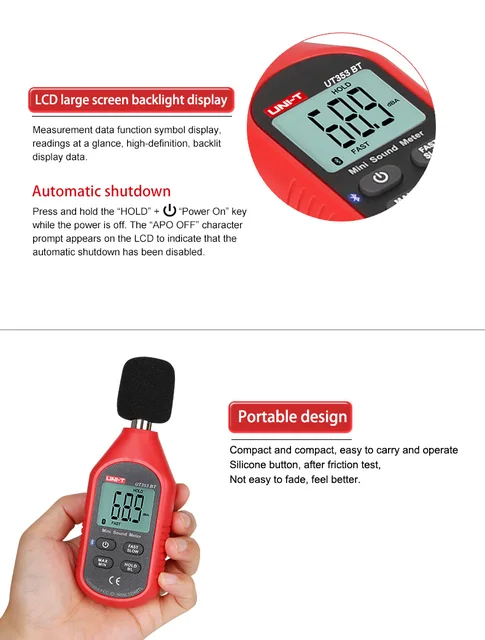 Misuratore Di Rumore UNI-T UT353 - Digital Sound Level Meter 30-130dB, Con Bluetooth - Foto 2