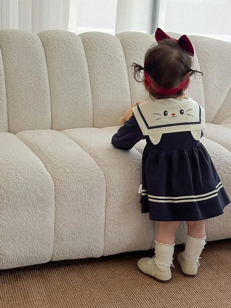 Navy Girls Princess Dress for Autumn