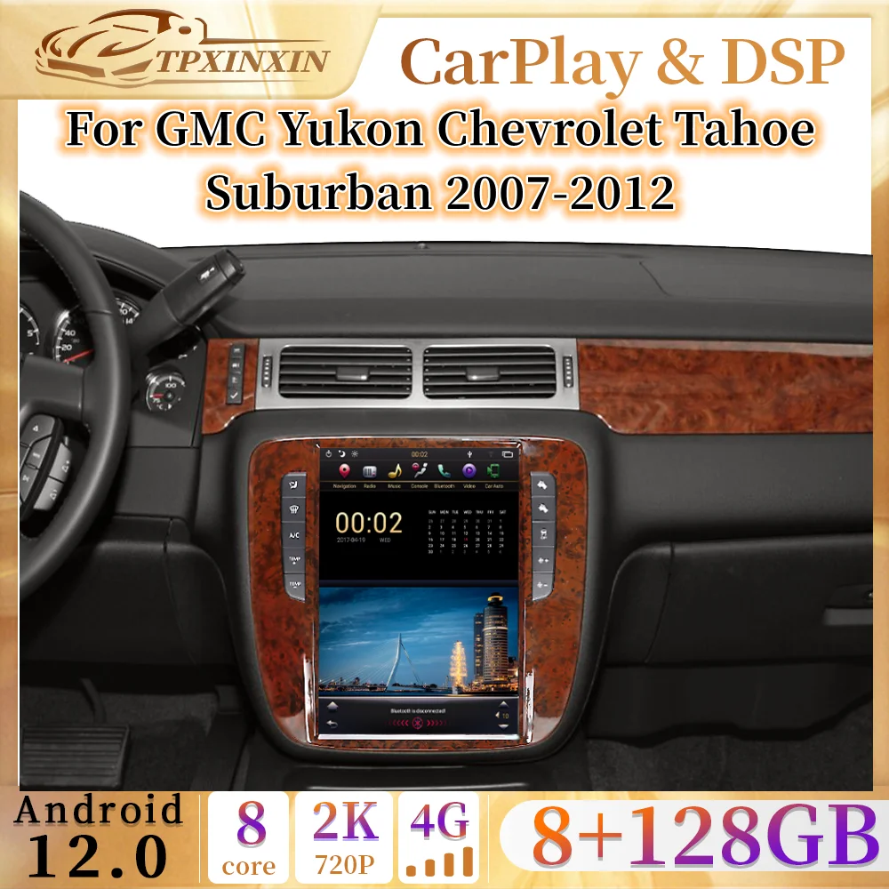 

8+128GB 12.1" Tesla Screen Android 11.0 Qualcomm 8-Core Car GPS Navi For GMC Yukon Chevrolet Tahoe Suburban 2007~2012 Radio Unit