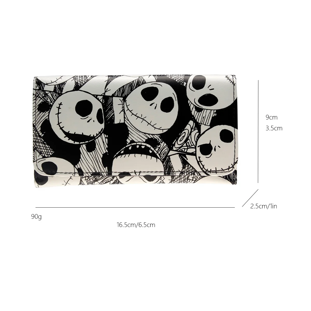 Disney the Nightmare before Christmas Floral Print Trifold Wallet Fashionable Personalized Card Holder Coin Purse