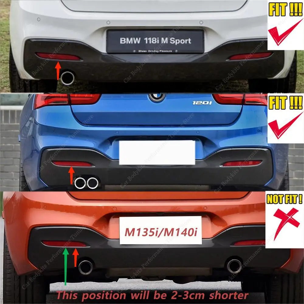 리어 범퍼 사이드 스플리터 Bmw F20 시리즈 1 116d 118i 120d 120i 125i 2015-2019 LCi 리어 디퓨저 배기 파이프 트림 스플리터