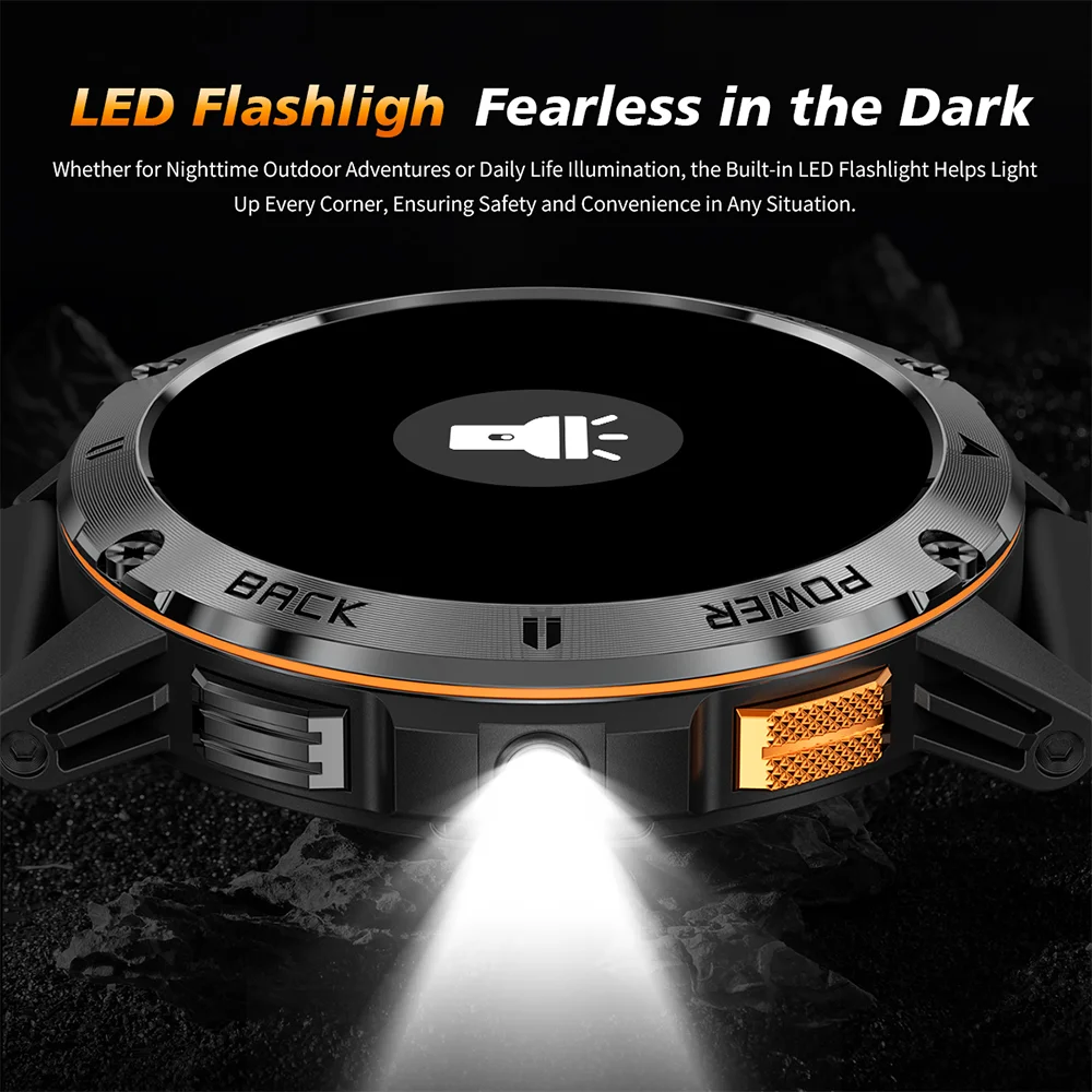 2026 NEW Outdoors Smartwatch GPS LEDFlashlight Waterproof Wireless Call Sports Modes Tracker Heart Rate Compass HD screen MAN 2