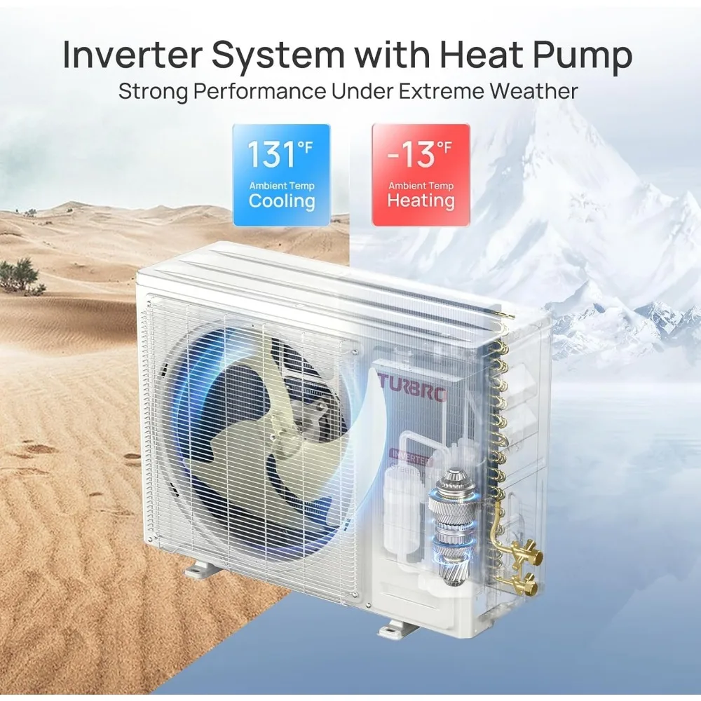 12,000 BTU Ductless Mini Split Inverter AC with Heat Pump, 23 SEER2, 230V, WiFi-Enabled, Cools up to 750 Sq.Ft, Energy Star 3