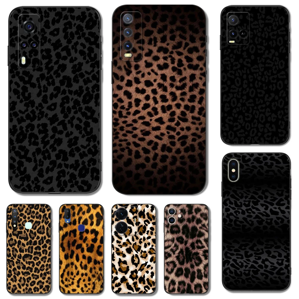 Черный чехол ТПУ для Vivo Y52 Y70 Y70s Y70T Y71 Y71A Y72 Y73S Y75 Y76 Y75 Y81 5G 2020 Леопардовый принт