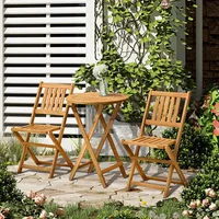 3 Piece Folding Acacia Wood Outdoor Patio Bistro Table and Chair Set 1