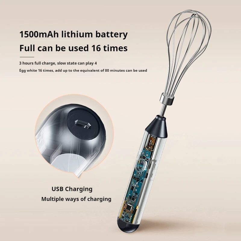 Automatic wireless rechargeable whisk household multifunctional mixer baking and flour whipping handheld mixing stick food mixer,electric whisk