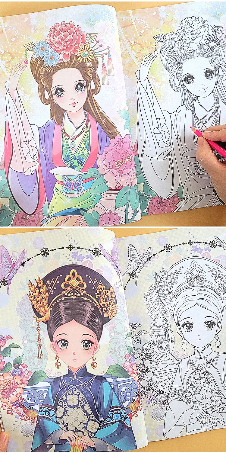 Kinder Manga Mädchen Färbung Bücher Null Basierend Vielzahl Prinzessin Kleider Malbuch Kinder Lernen Zeichnung Voller Leben Farbe Buch – Detail 6