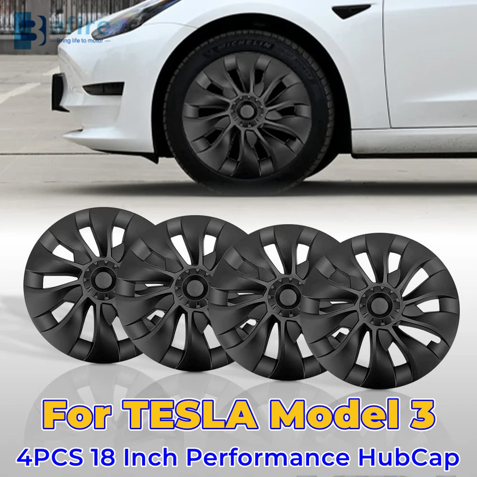 Enjoliveurs de Roue Shop4EV Performance Tesla Model 3 - Enjoliveurs de Roue  Design Turbine, kit de 4 Protections de Jantes, enjoliveurs pour Jantes