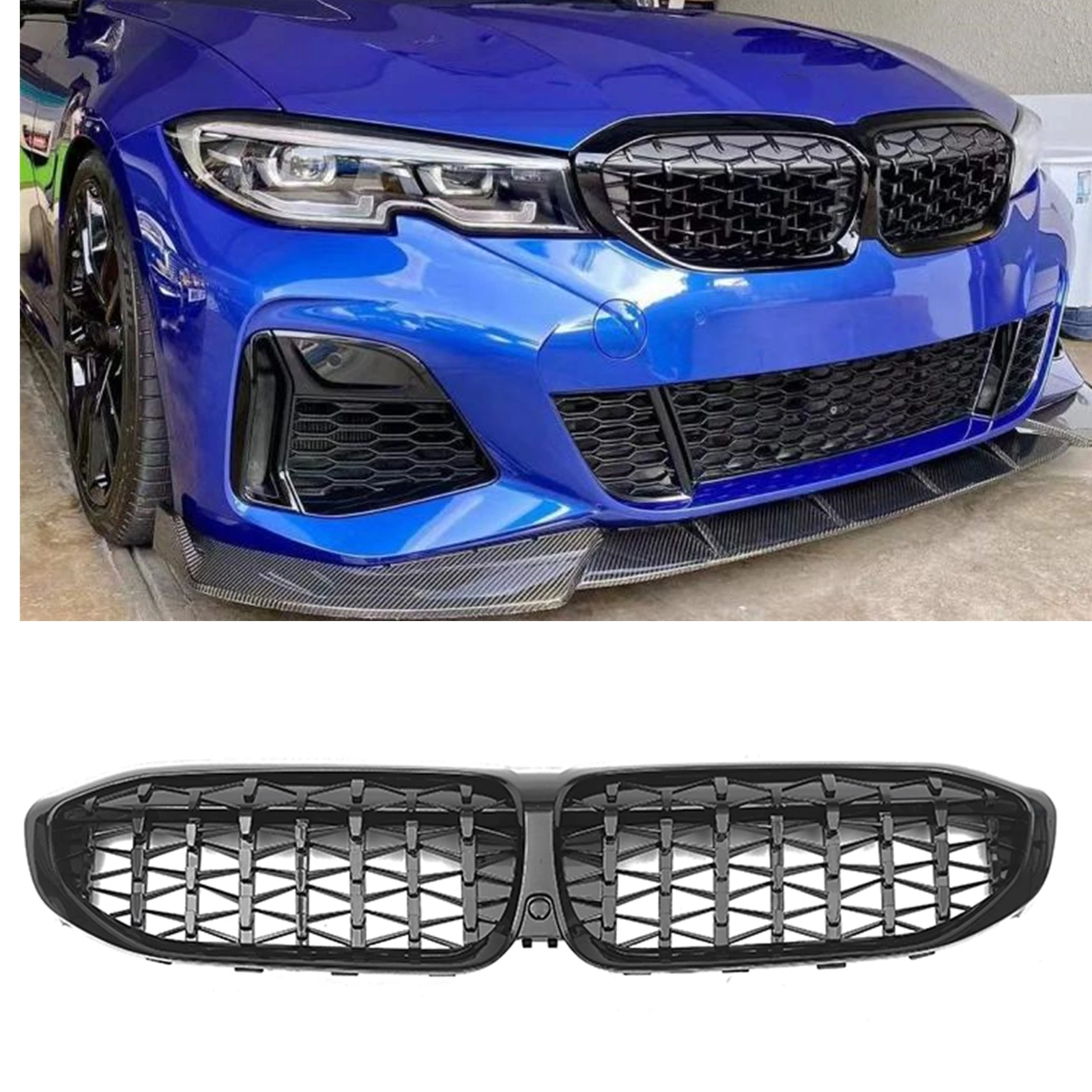 Griglia Renale Anteriore Per Bmw Serie 3 G20 G21 G28 330I M340I 2019-2022 Paraurti Superiore Cappuccio Mesh Racing Grill Grid Kit 51138072085
