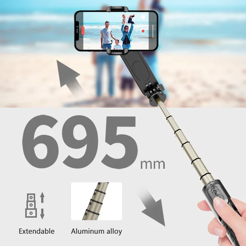 Gimbal Stabilizer Selfie Stick Tripod with Fill Light Wireless Bluetooth Monopod for Samsung Xiaomi IPhone Cell Phone Smartphone