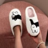 Cow Cat Pet Pattern Embroidery stuffed Home Platform Cozy Wool Cotton Slippers Cute Warm Non-slip Indoor Slippers Pet Mom Gift Catman Men Women Can Wear 6