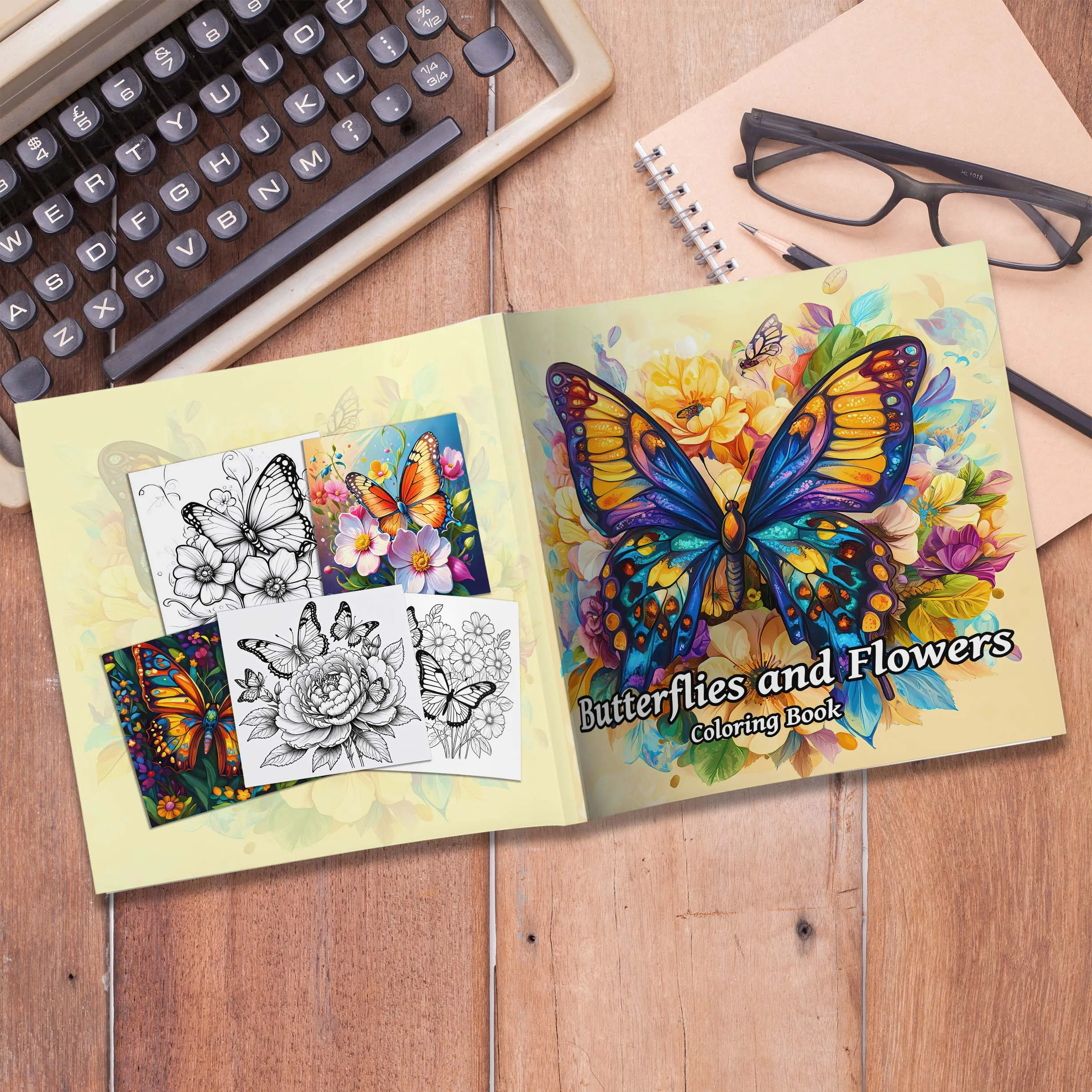 Butterfly and Flowers Adult Coloring Book - 20*20cm 24 Page Art Coloring Book - Helps Reduce Stress and Ease Emotions 3