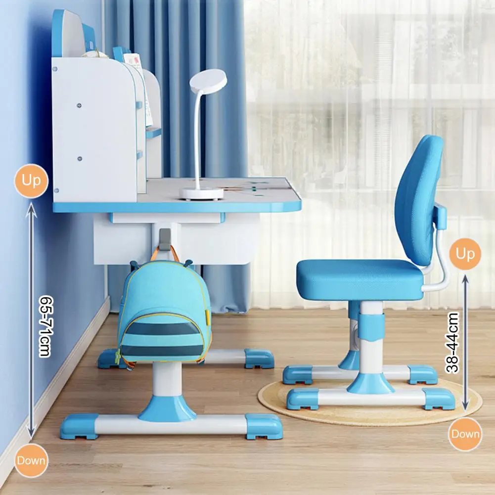 2 Pcs School Desk Chair Set, Dual Backrest Support Liftable Study Table Chair Set, Spacious Kids Table Chair Set Kid Furniture 3