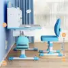 2 Pcs School Desk Chair Set, Dual Backrest Support Liftable Study Table Chair Set, Spacious Kids Table Chair Set Kid Furniture 3