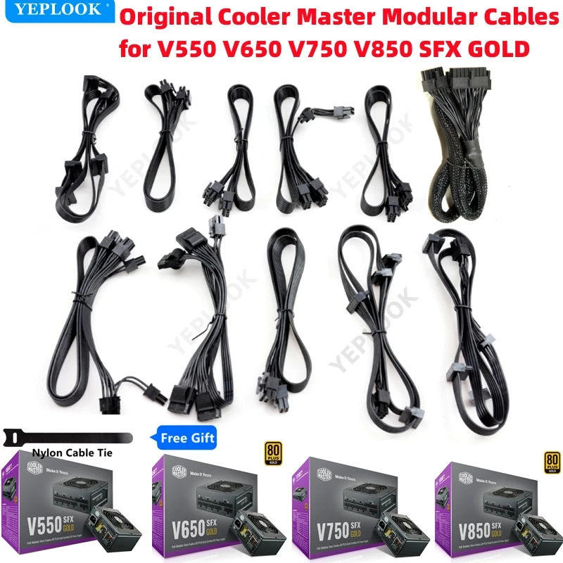 

Original Cooler Master Modular Cable for V550 V650 V750 V850 SFX GOLD, GPU PCIe 8Pin 6+2Pin, CPU 4+4Pin, SATA Molex 4Pin, 24Pin