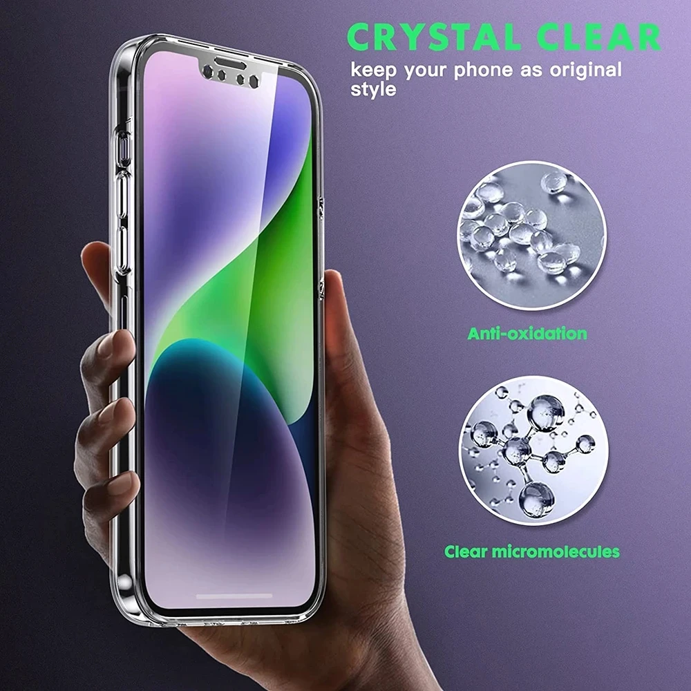 360° Full Body Protective Transparent Phone Case - Soft & Hard Hybrid Cover