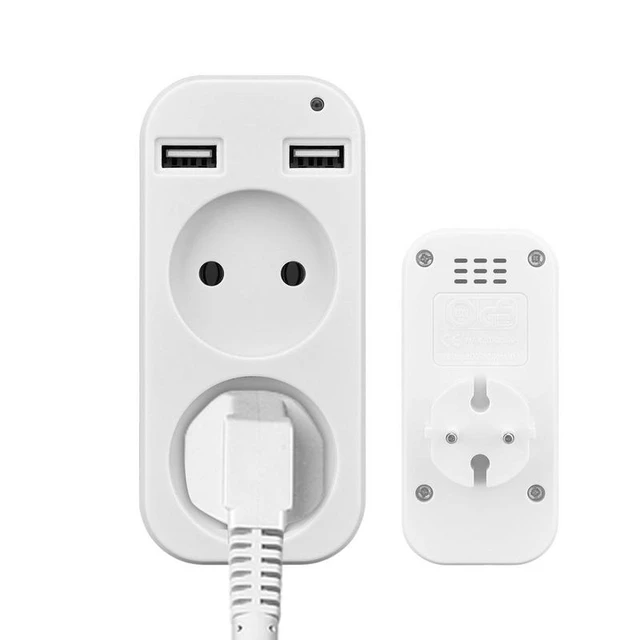 Adaptateur de prise internationale 4 en 1, ports USB, Europe